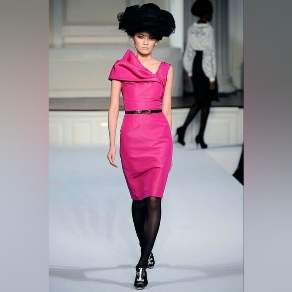 *$3000 OSCAR DE LA RENTA STUNNING RUNWAY PINK SILK DRESS GOWN US 6 - Picture 10 of 13